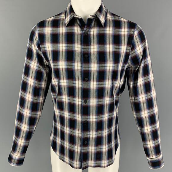 VINCE Size XS Black Multi-Color Plaid Cotton Rayon Long Sleeve Shirt - Picture 1 of 6
